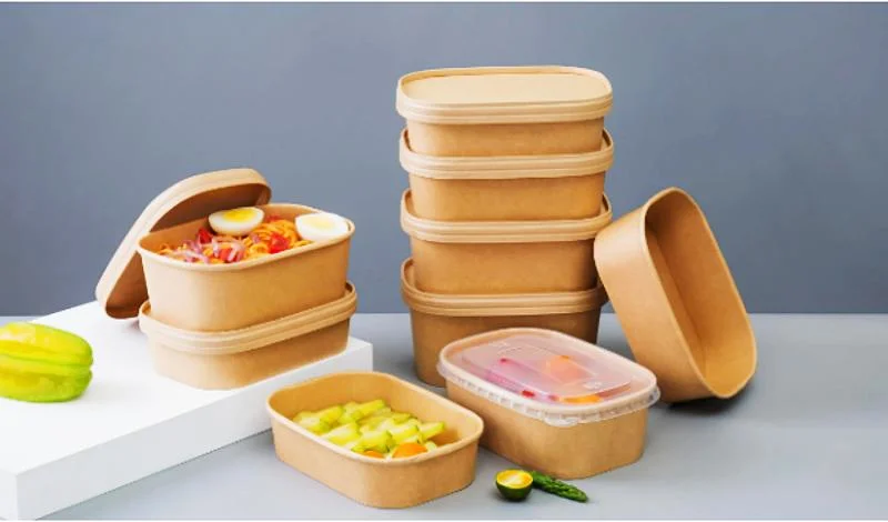 High Quality 500ml Kraft Disposable Bowl Take Away Paper Lunch Disposable Food Container Brown Kraft Paper Bowl Soup Salad Bowl with Paper Lid for Existing Sale