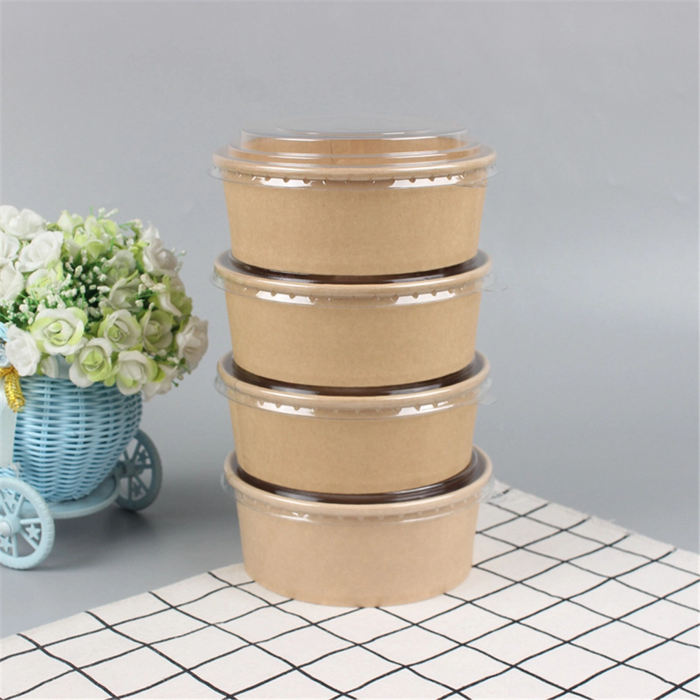 Biodegradable Paper Lunch Box Portable Food Container Disposable Eco Friendly Food Packaging Kraft Salad Bowl with Lid