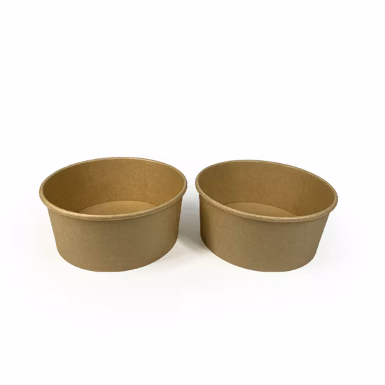 Tigela de salada descartável de papel Kraft com tampa para animais de estimação Tigela de papel Kraft