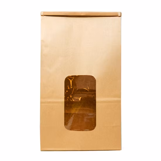 Saco de gravata de lata biodegradável à prova de graxa personalizado Papel Kraft de fundo plano para saco de embalagem de bolo de manteiga