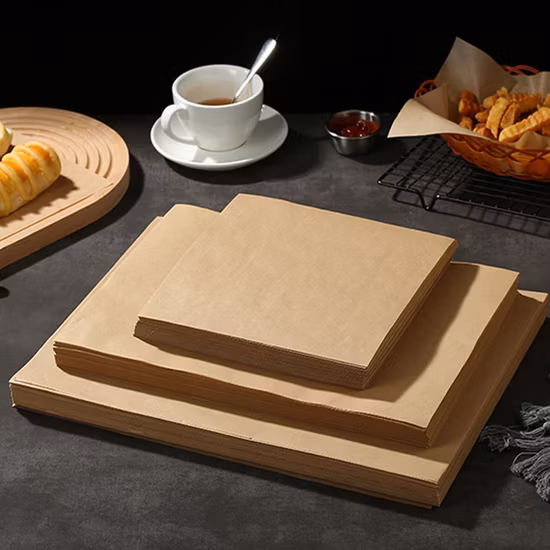 Venda quente Pacote de hambúrguer à prova de graxa papel personalizado Kraft para bolo de bolo
