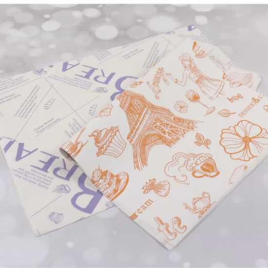 Logotipo personalizado impresso venda quente hambúrguer embalagem embalagem à prova de graxa papel para assar bolo kraft
