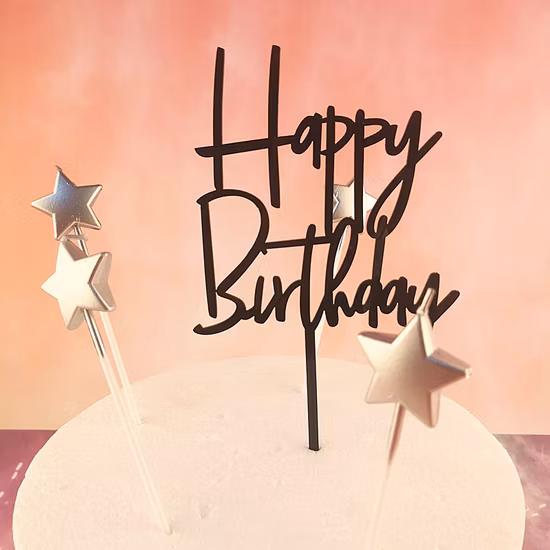 Decoração de bolo de aniversário acrílico em formato de ângulo reto toppers de bolo